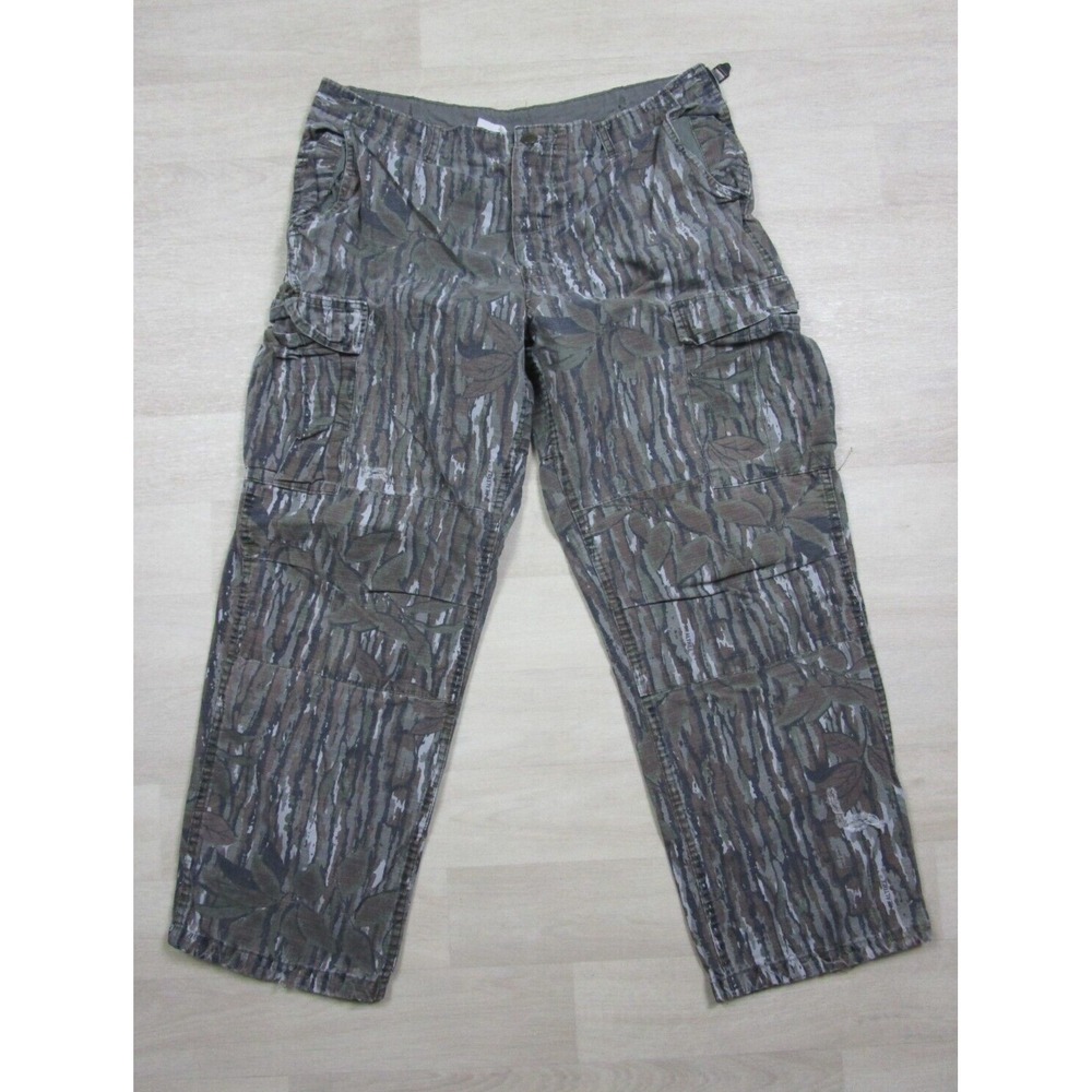 Vintage Y2k Camo Camouflage Pants 38x29.5 Realtree Mossy Oak Hunting Double Knee